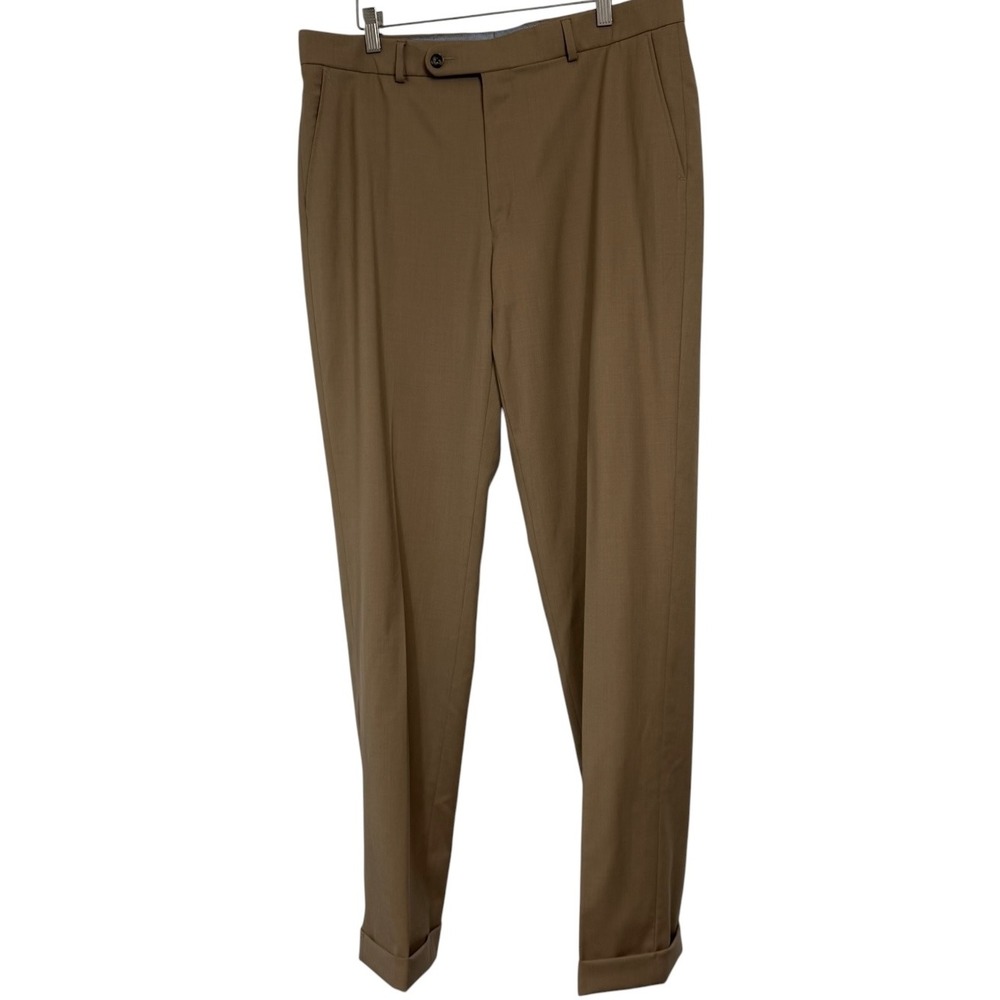 Ballin Comfort-EZE Mens Tan Super 120s Wool Dress Pants Cuffed 36 M55499051